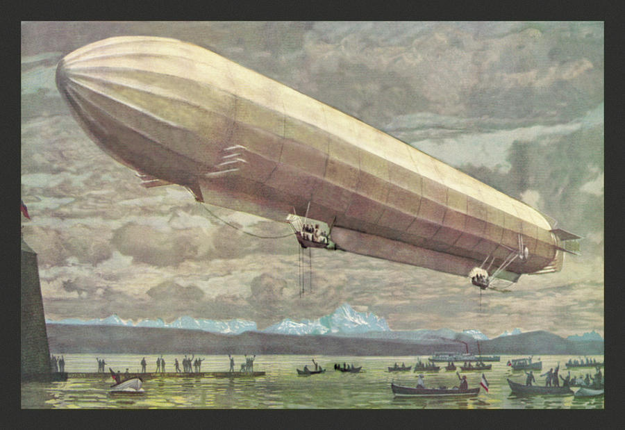 Zeppelin Above Lake Constance Painting by Unknown