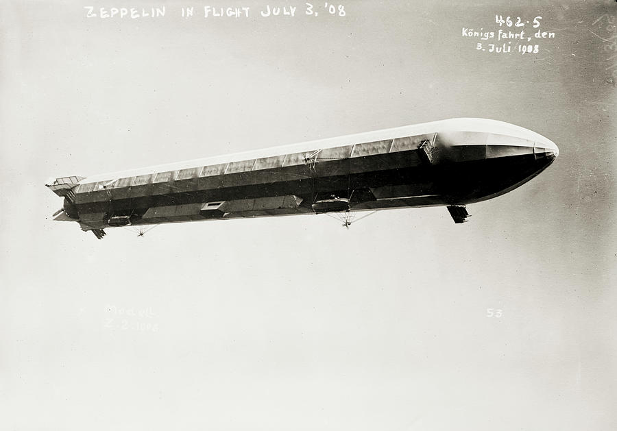 Vintage Digital Art - Zeppelin Airship In Flight II by Print Collection