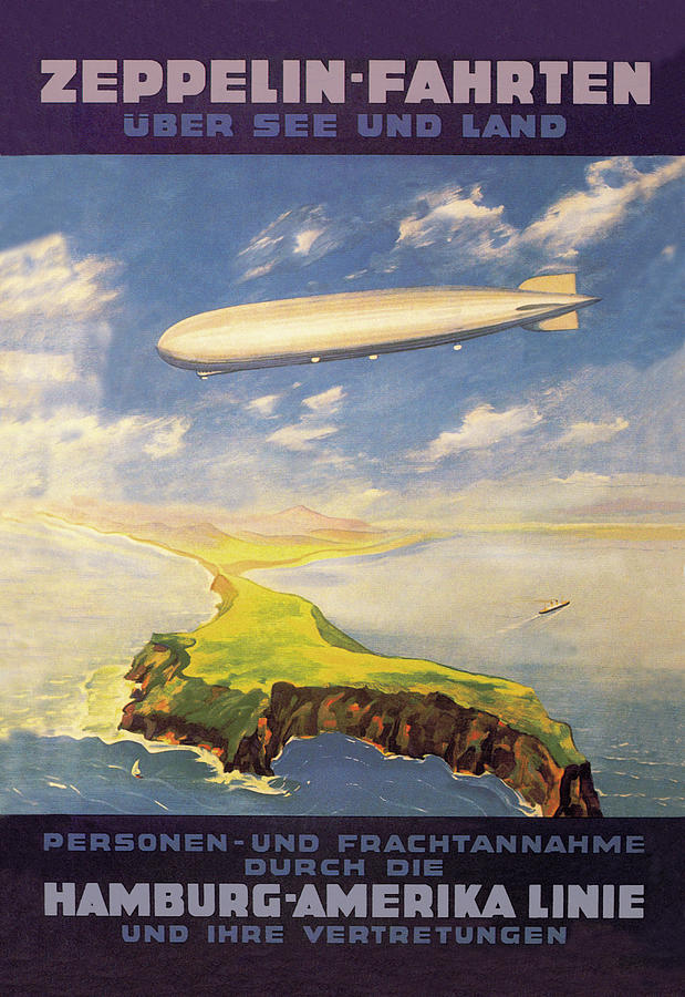 Zeppelin Fahrten Uber See und Land Painting by E. Bauer