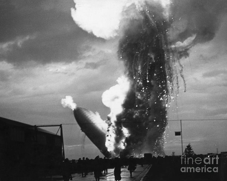 Zeppelin Hindenburg Burning In Lakehurst Photograph by Bettmann