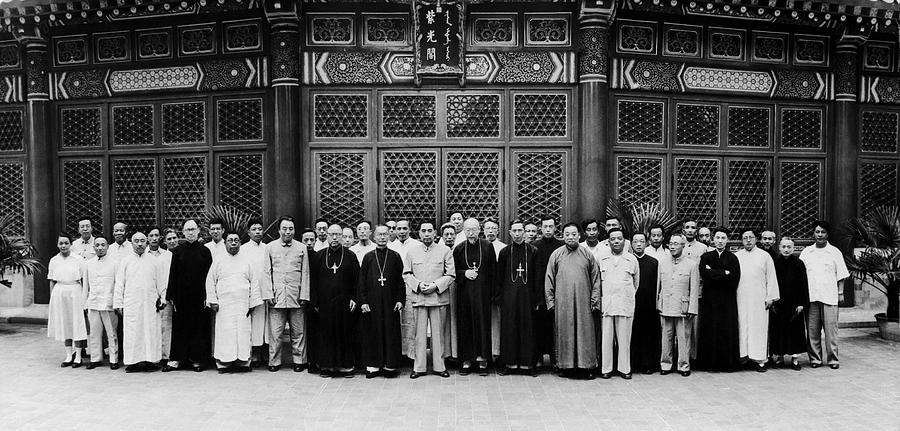 Zhou En-lai Gets 38 Catholic Bishops Photograph by Keystone-france
