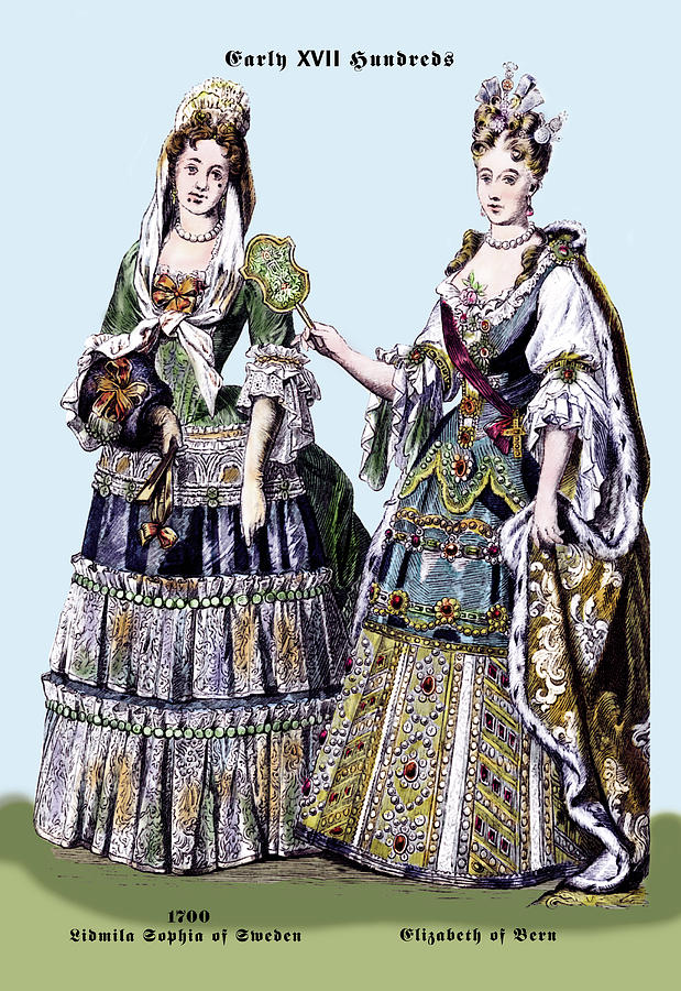 Zidmila Sophia of Sweden and Elizabeth of Bern, 18th Century Painting by Braun & Schneider
