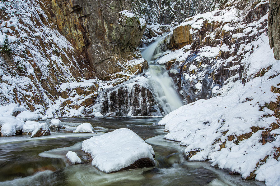Winter Photograph - Zig Zag Falls Winter by White Mountain Images
