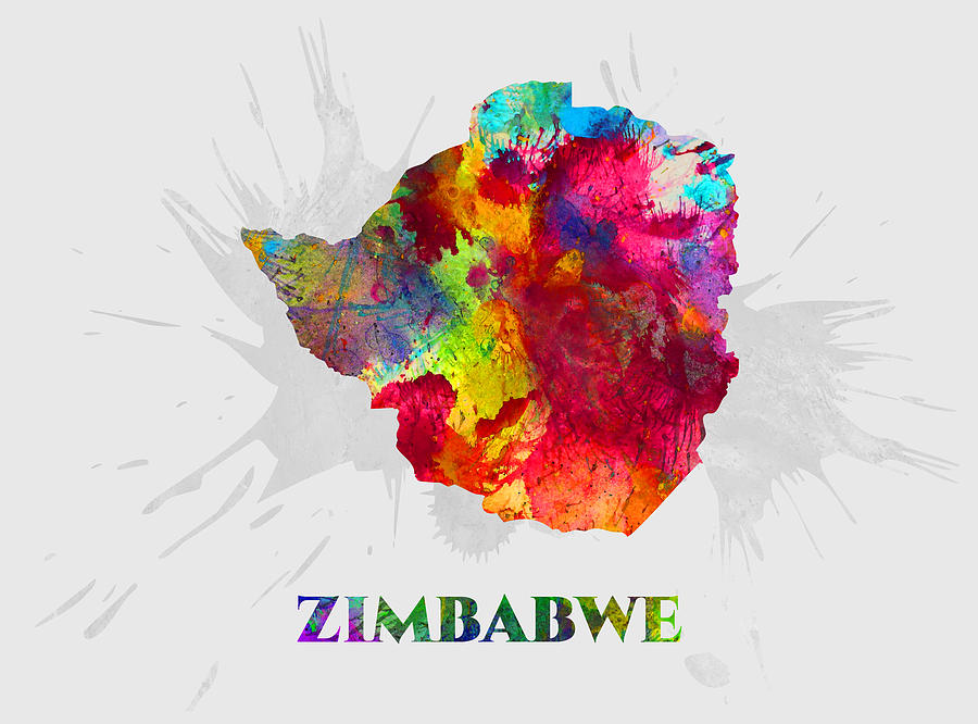 Zimbabwe Map Artist Singh Mixed Media By Artguru Official Maps 1541