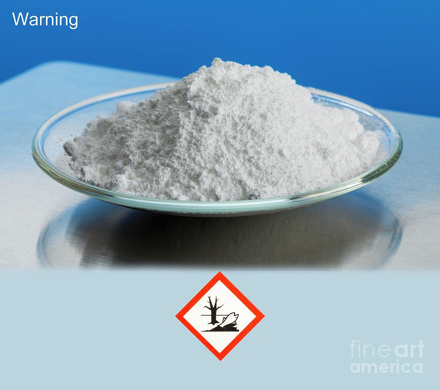 Zinc Oxide With Hazard Pictograms Photograph by Martyn F. Chillmaid/science Photo Library