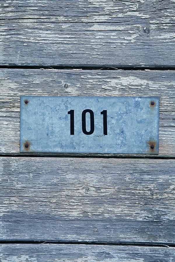 Zinc Plate With Number 101 On Board Wall Photograph by Birgitta Wolfgang Bjornvad