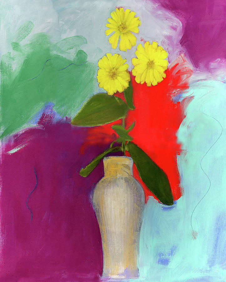 Flowers Still Life Painting - Zinnia 3 2005 Patricia Brown (20th C by Patricia S. Brown