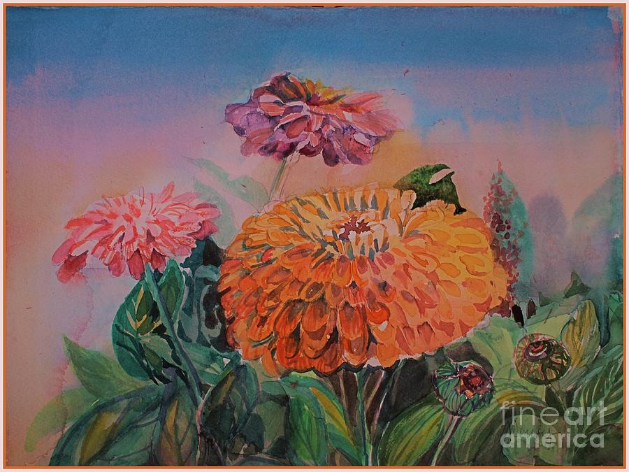 Zinnia Gardens Painting by Mindy Newman