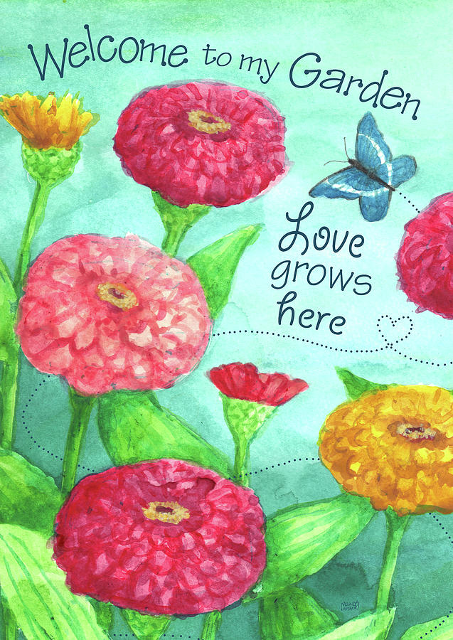 Flower Painting - Zinnia Welcome Love by Melinda Hipsher
