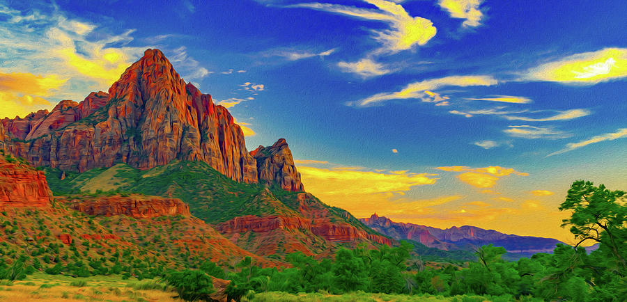 Zion Evening Painting by Aaron Geraud