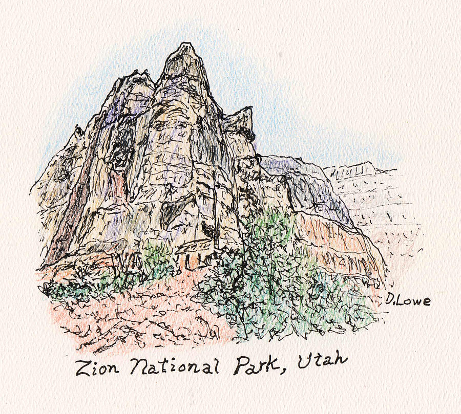 Zion National Park Drawing by Danny Lowe