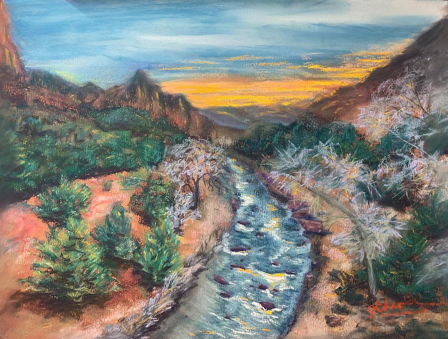 Zion Sunset Painting by Jan Chesler