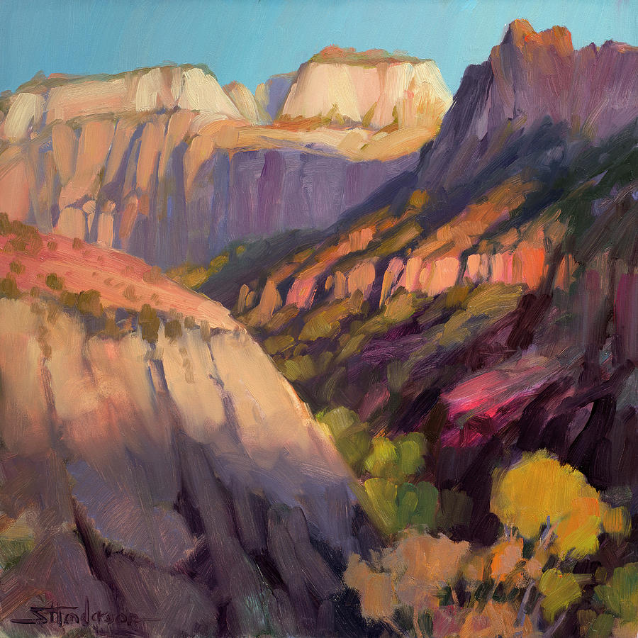 Zion Painting - Zions West Canyon by Steve Henderson
