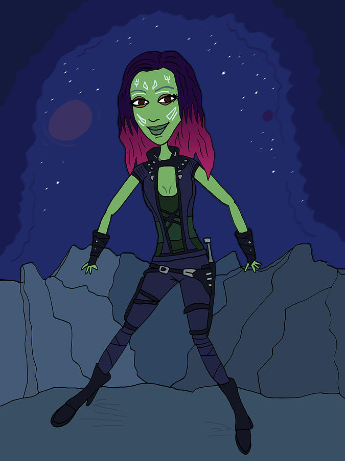 Zoe as Gamora Drawing by Brian Cattapan.