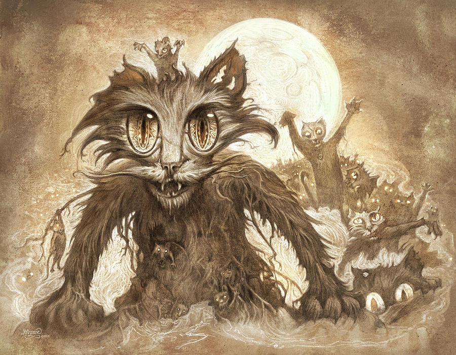 Cat Painting - Zombie Cats 3 by Jeff Haynie