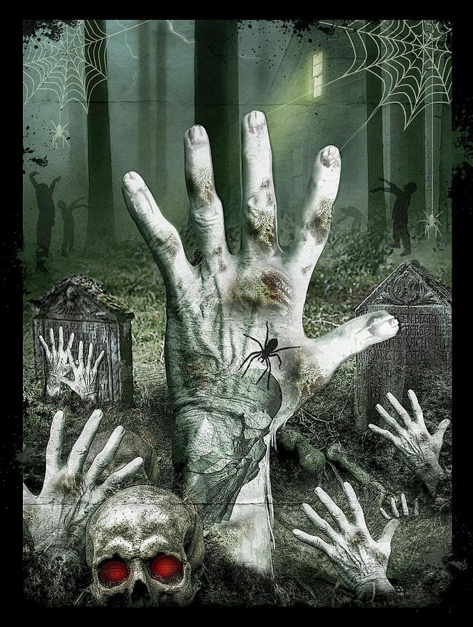 Skull Digital Art - Zombie Graveyard by Ali Chris