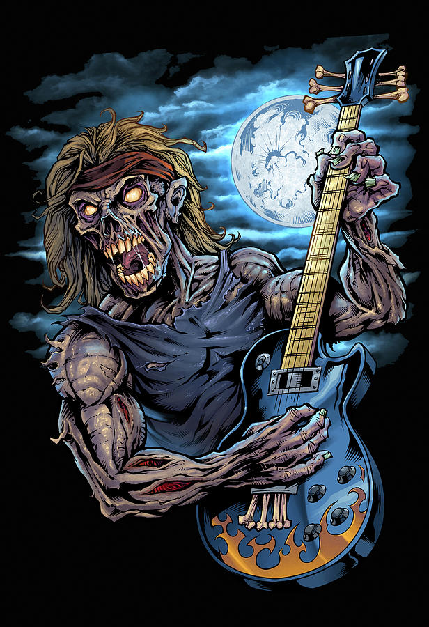 Guitar Still Life Digital Art - Zombie Guitar Player by Flyland Designs