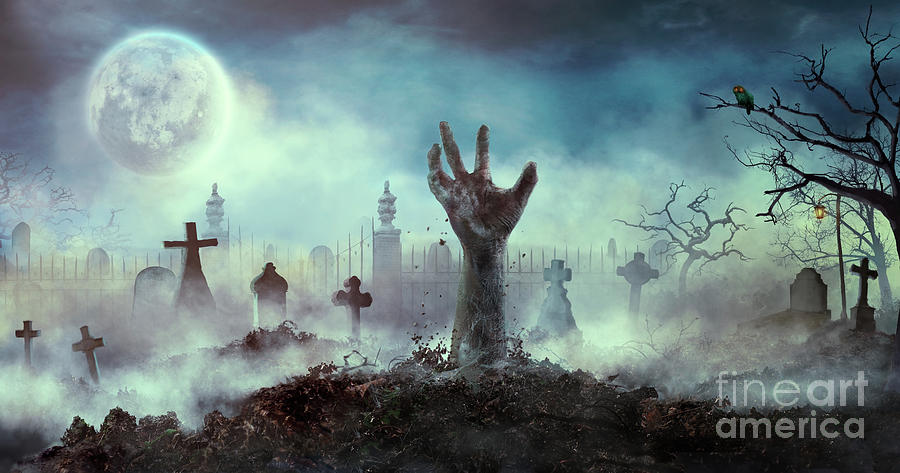 Zombie hand rise from the grave Photograph by Mythja Photography | Pixels