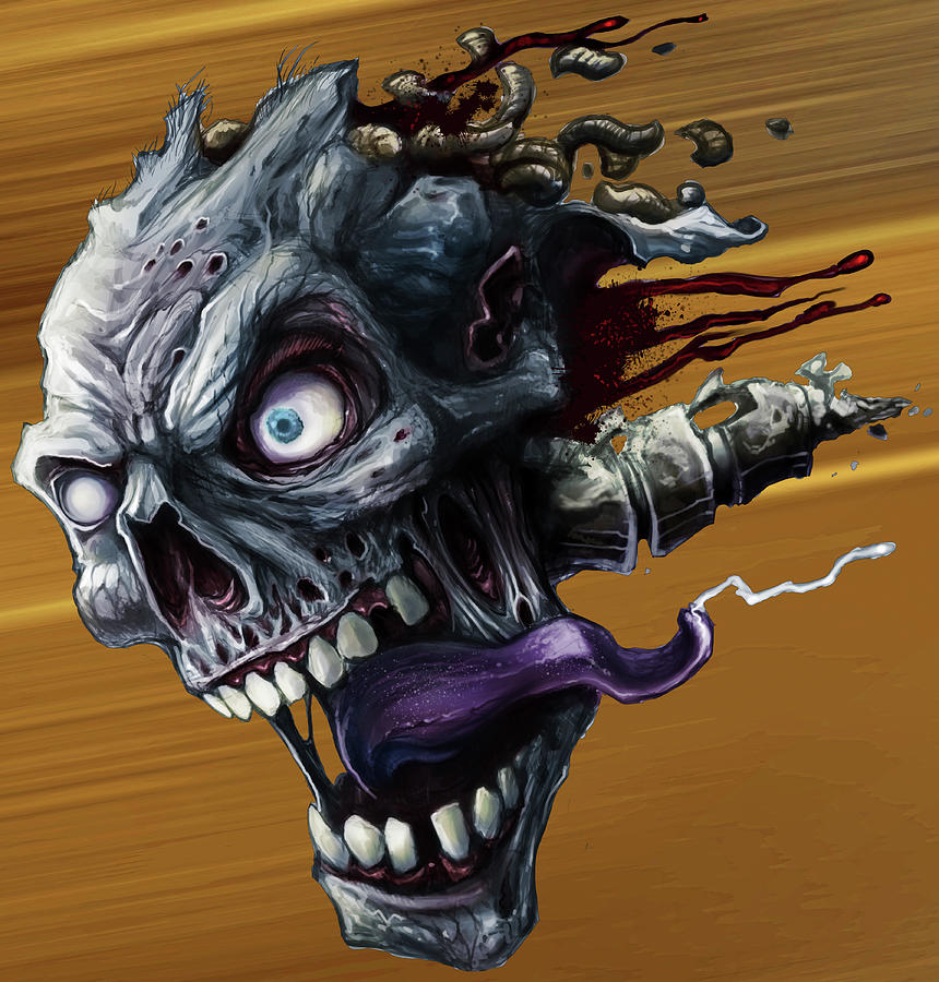 Comics Digital Art - Zombie Head by Flyland Designs