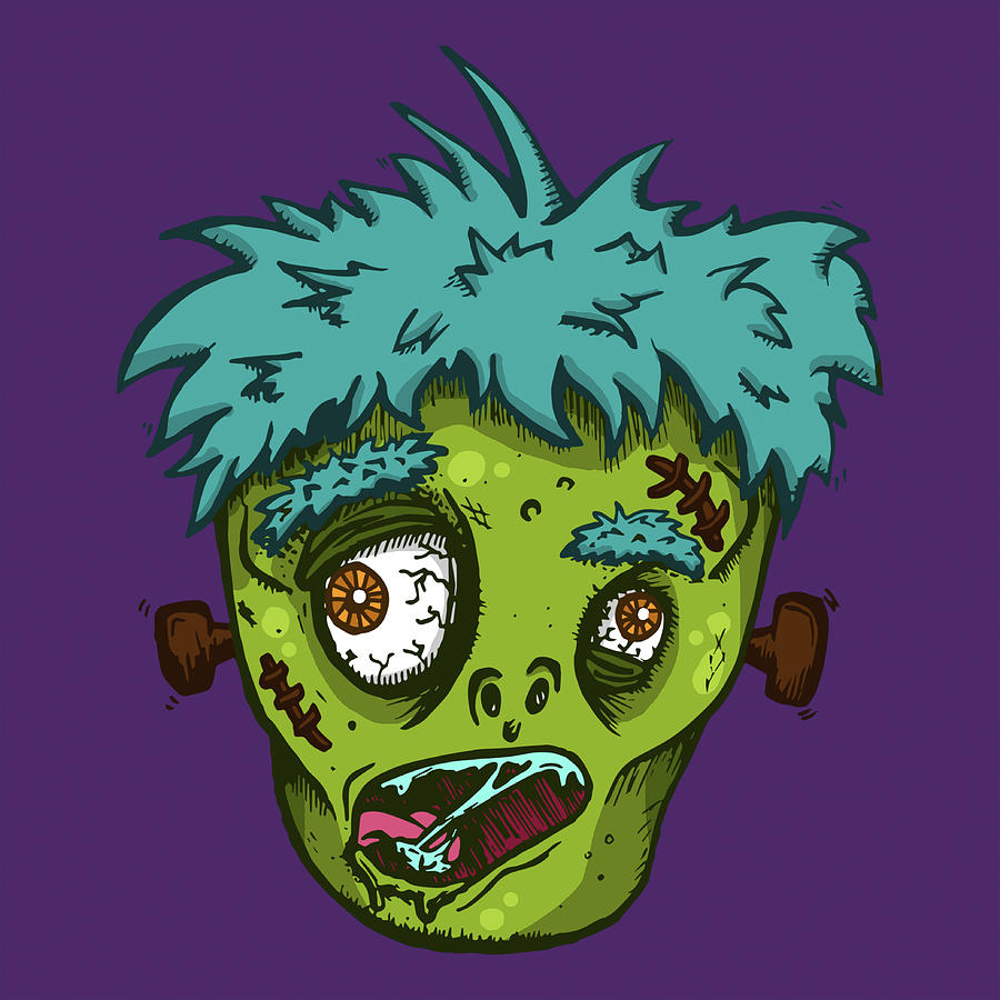 Halloween Digital Art - Zombie Head by Lauren Ramer