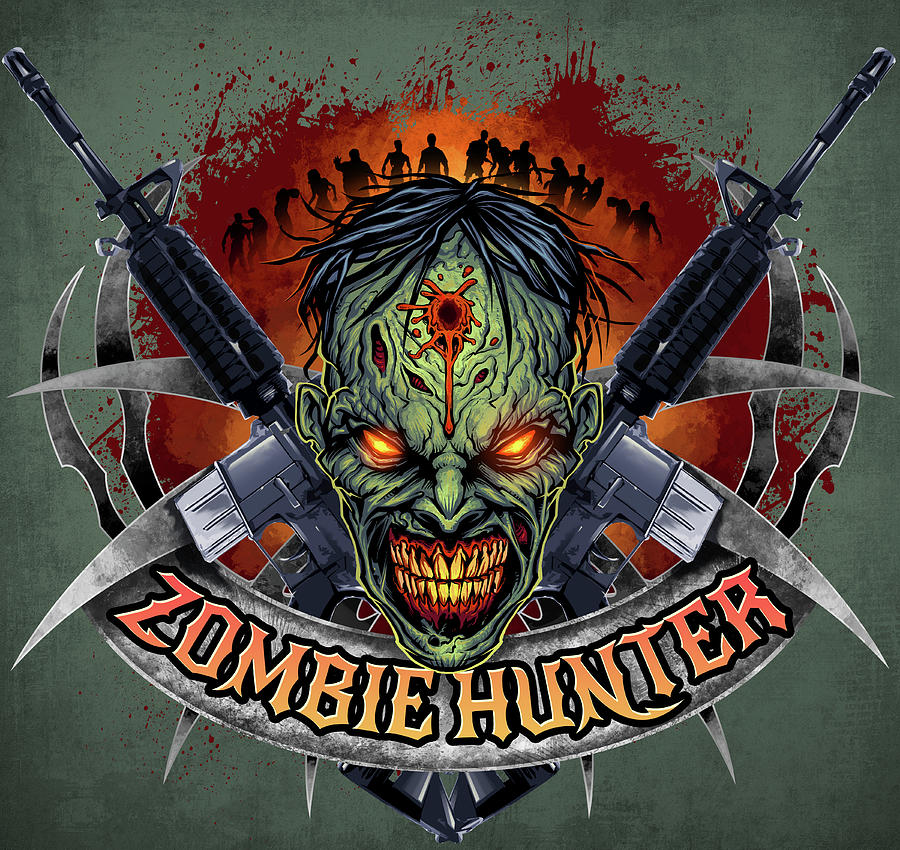 Typography Digital Art - Zombie Hunter Logo Template by Flyland Designs