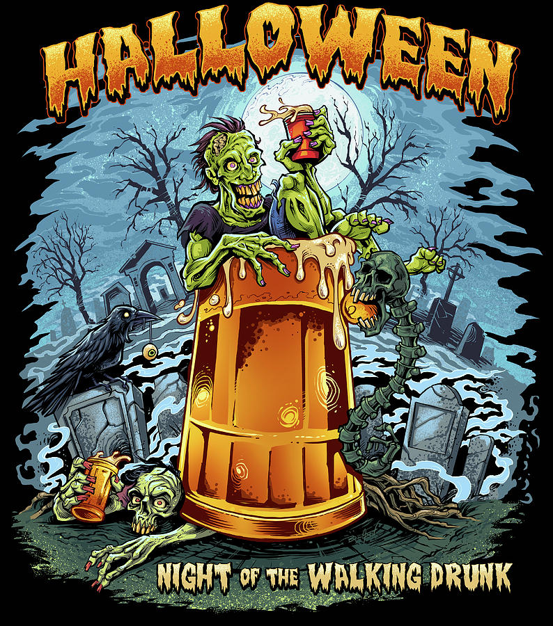 Holiday Digital Art - Zombie In Beer Glass by Flyland Designs