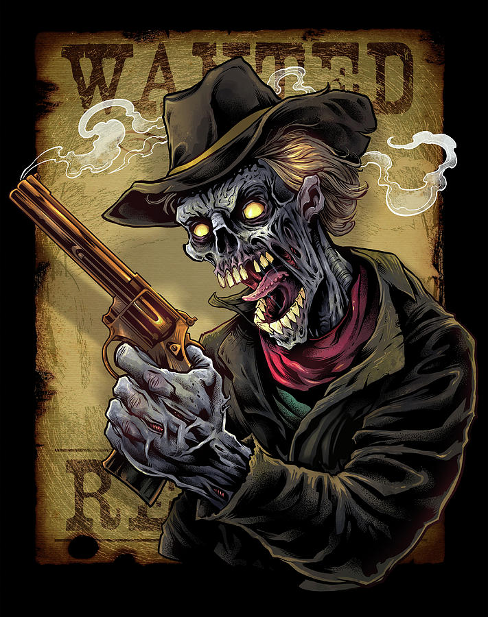 Comics Digital Art - Zombie Outlaw With Revolver by Flyland Designs