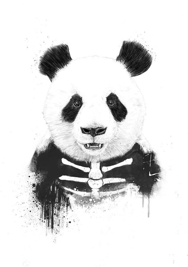 Animal Mixed Media - Zombie panda by Balazs Solti