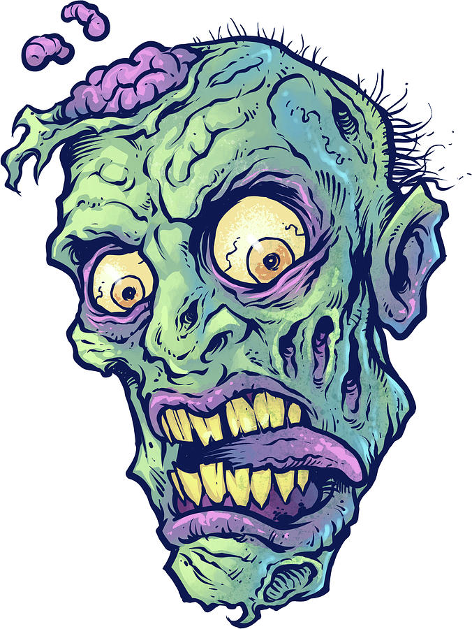 Comics Digital Art - Zombie-pattern_head-01 by Flyland Designs