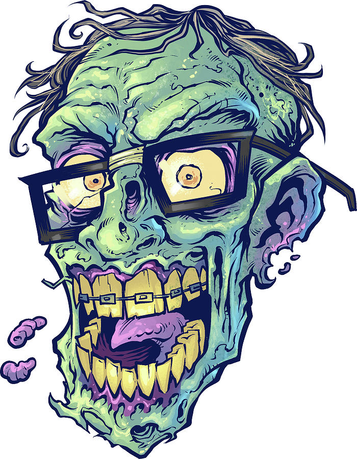 Comics Digital Art - Zombie-pattern_head-04 by Flyland Designs