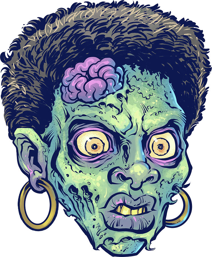 Comics Digital Art - Zombie-pattern_head-11 by Flyland Designs
