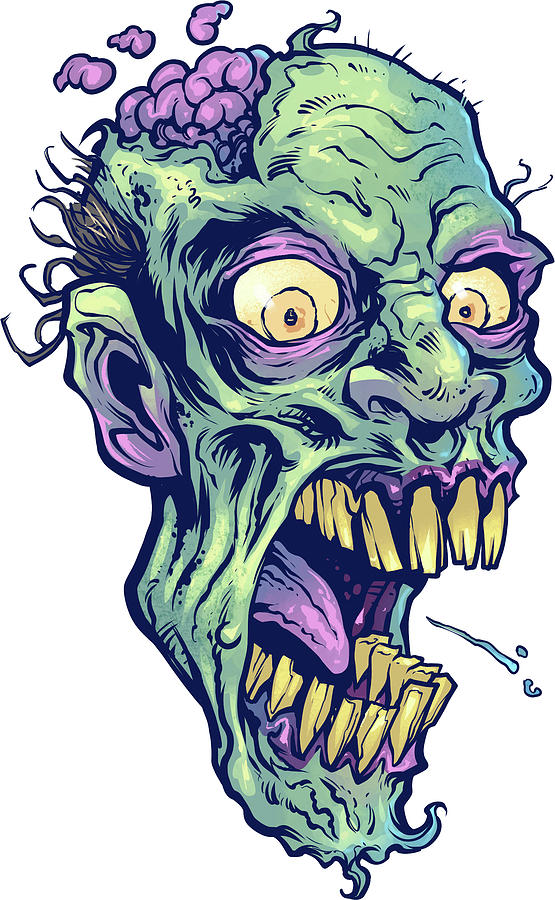 Comics Digital Art - Zombie-pattern_head-14 by Flyland Designs