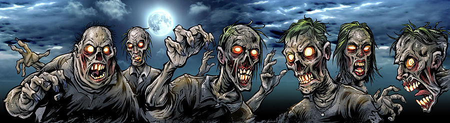 Comics Digital Art - Zombies Banner by Flyland Designs