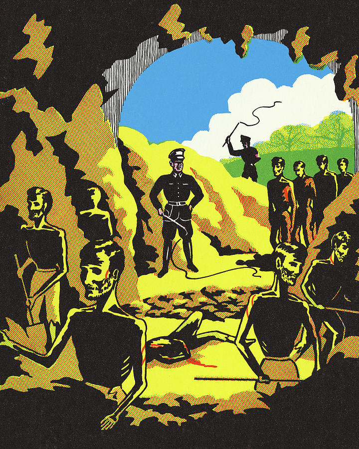 Vintage Drawing - Zombies Entering a Cave by CSA Images