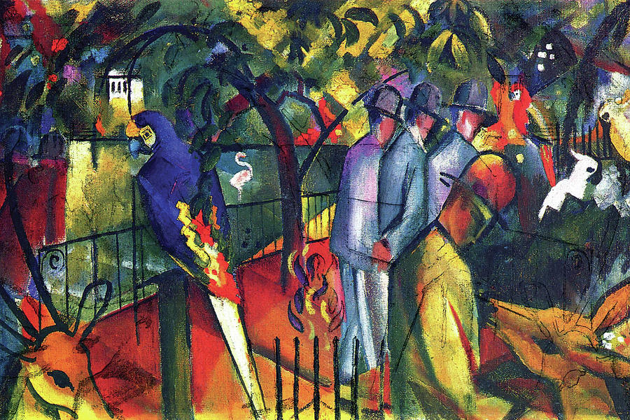 Zoological gardens Painting by August Macke