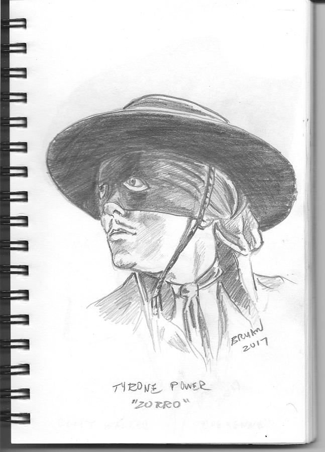 Zorro Drawing by Bryan Bustard