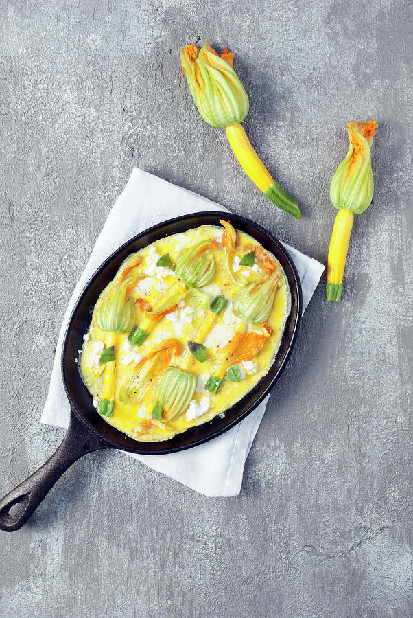 Zucchini Blossom Omelette With Feta Cheese Photograph by Spyros Bourboulis Fine Art America