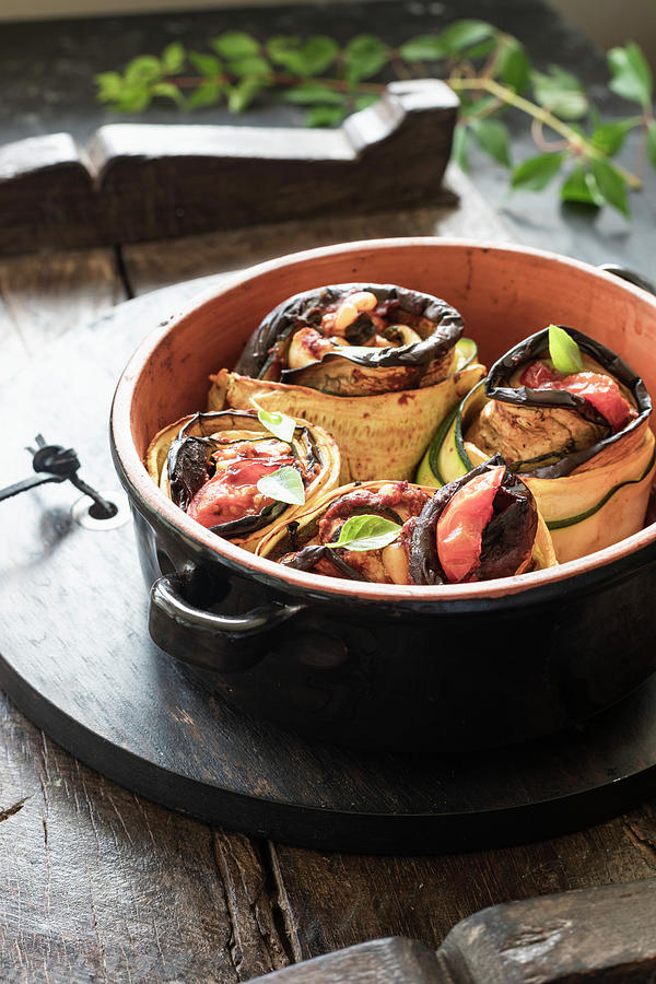 Zucchini Eggplant Tian Style Rolls Photograph by Lilia Jankowska Fine