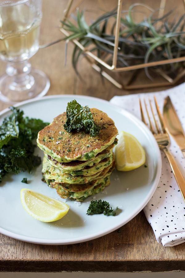 Zuccini And Green Cabbage Pancakes, Stacked Photograph by Great Stock!