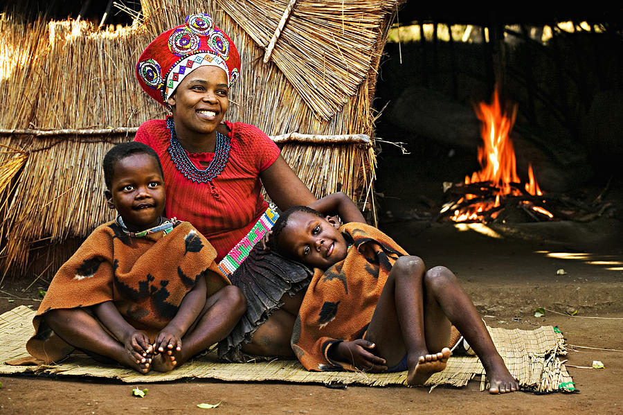 Zulu Woman In Traditional Red Headdress Photograph by Martin Harvey
