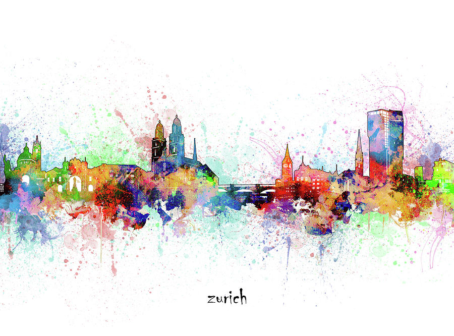 Zurich Skyline Artistic Digital Art