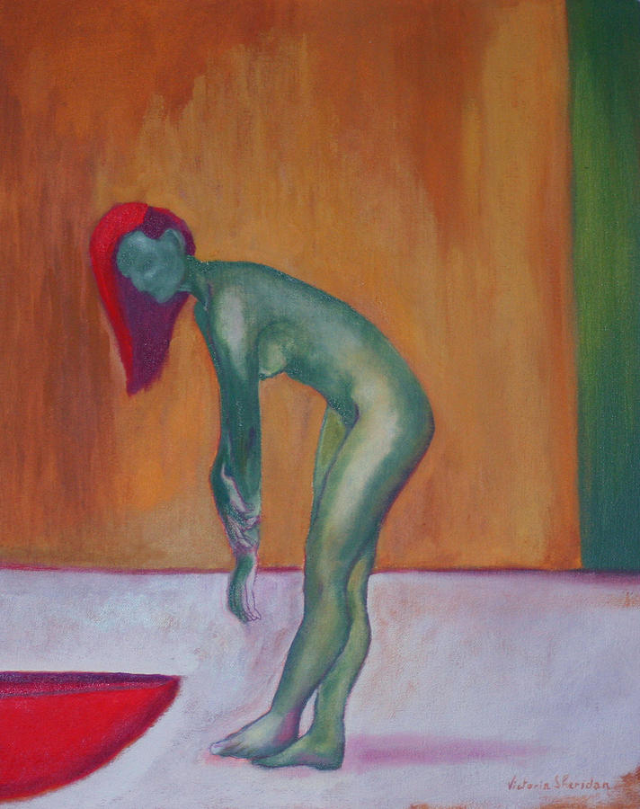 Nude Painting -   Figure with red canoe by Victoria Sheridan