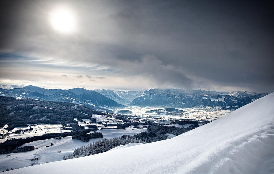  Swiss winter landscape with snow Photograph by Tobias Gaulke