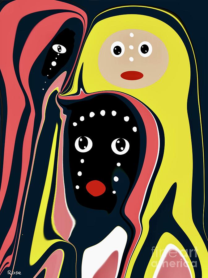 . Three. Face abstract Digital Art by Elaine Hayward