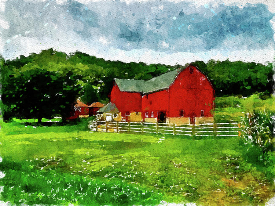 001 Barns in Watercolor Watercolor Barn Watercolor Barn Paintings Painting Barns In Watercolor Painting by Large Wall Art For Living Room