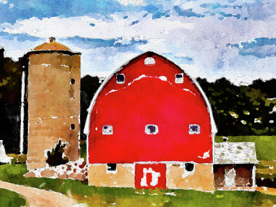 002 Barns in Watercolor Watercolor Barn Watercolor Barn Paintings Painting Barns In Watercolor Painting by Large Wall Art For Living Room