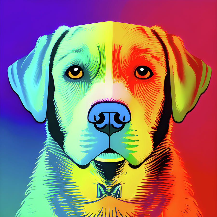 003 Colorful Labrador Dog Pop Art Digital Art by Large Wall Art For Living Room