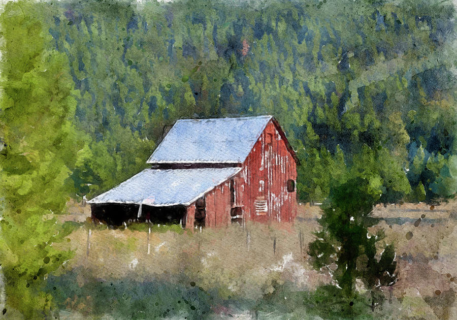 004 Barns in Watercolor Watercolor Barn Watercolor Barn Paintings Painting Barns In Watercolor Painting by Large Wall Art For Living Room