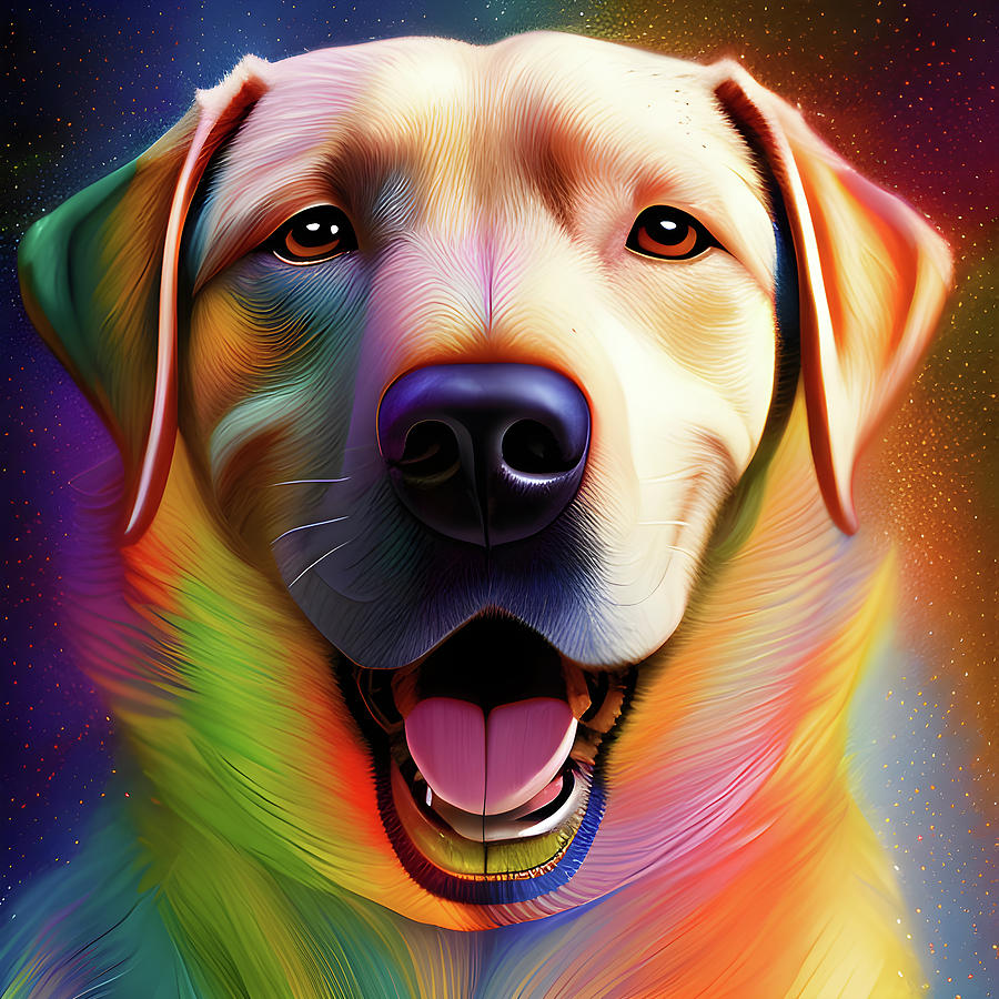 016 Portrait of a Beige Labrador Dog Art Digital Art by Large Wall Art For Living Room