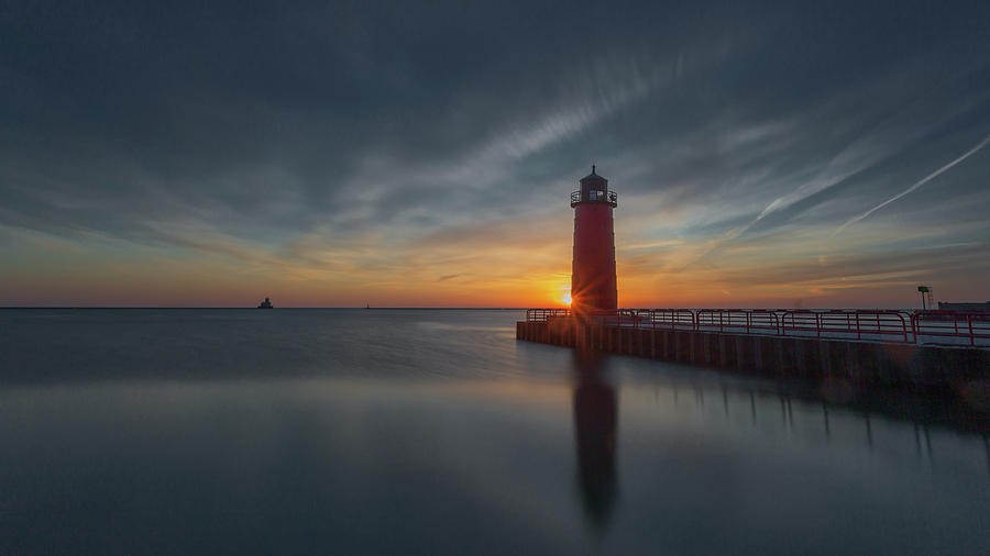 0202220 Sunburst Sunrise @ Milwaukee Harbor Pierhead Photograph by ...